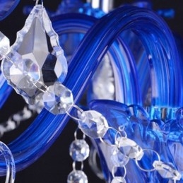 Lampadario di cristallo in stile europeo, lampada a sospensione in vetro di cristallo blu