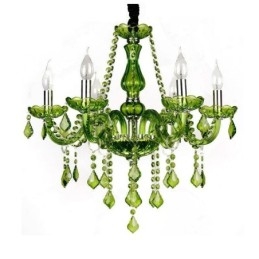 Lampadario di cristallo in stile europeo, luce pendente verde unica
