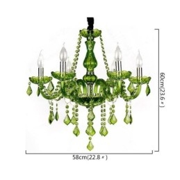 Lampadario di cristallo in stile europeo, luce pendente verde unica