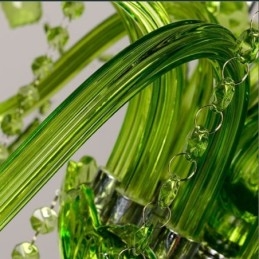 Lampadario di cristallo in stile europeo, luce pendente verde unica