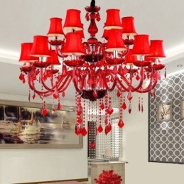 Lampadario di cristallo europeo colore rosso luce pendente