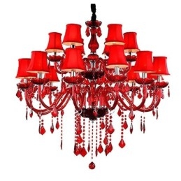 Lampadario di cristallo europeo colore rosso luce pendente