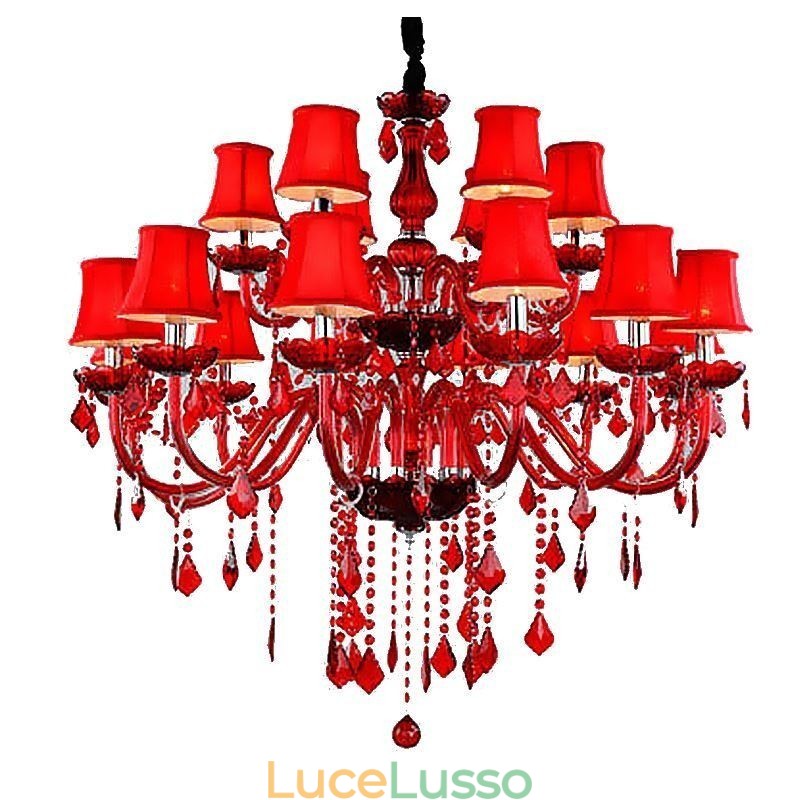 Lampadario di cristallo europeo colore rosso luce pendente