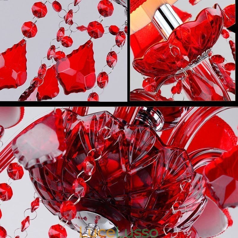 Lampadario di cristallo europeo colore rosso luce pendente