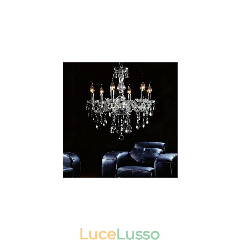Elegante lampadario in cristallo con 6 luci