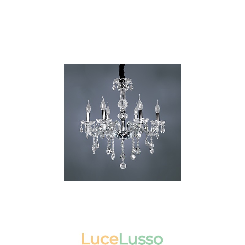 Elegante lampadario in cristallo con 6 luci
