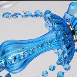 Elegante lampadario di cristallo europeo blu luce pendente
