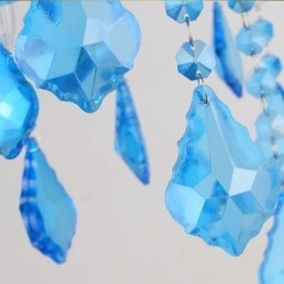 Elegante lampadario di cristallo europeo blu luce pendente
