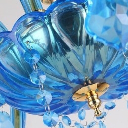 Elegante lampadario di cristallo europeo blu luce pendente