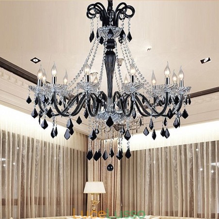 Lampadario di cristallo retrò europeo nero luce pendente Lampadario di cristallo retrò europeo nero luce pendente