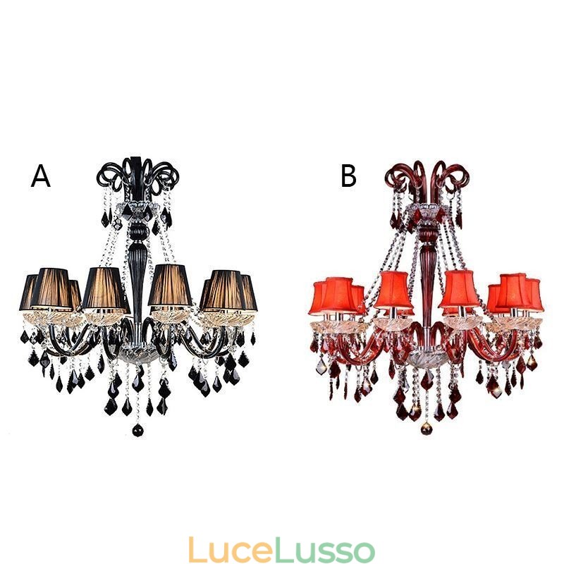 Lampadario di cristallo retrò europeo nero luce pendente