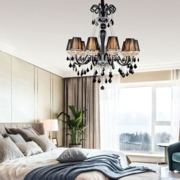Lampadario di cristallo retrò europeo nero luce pendente