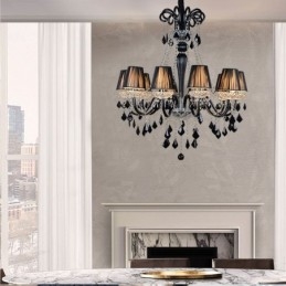 Lampadario di cristallo retrò europeo nero luce pendente