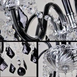 Lampadario di cristallo retrò europeo nero luce pendente