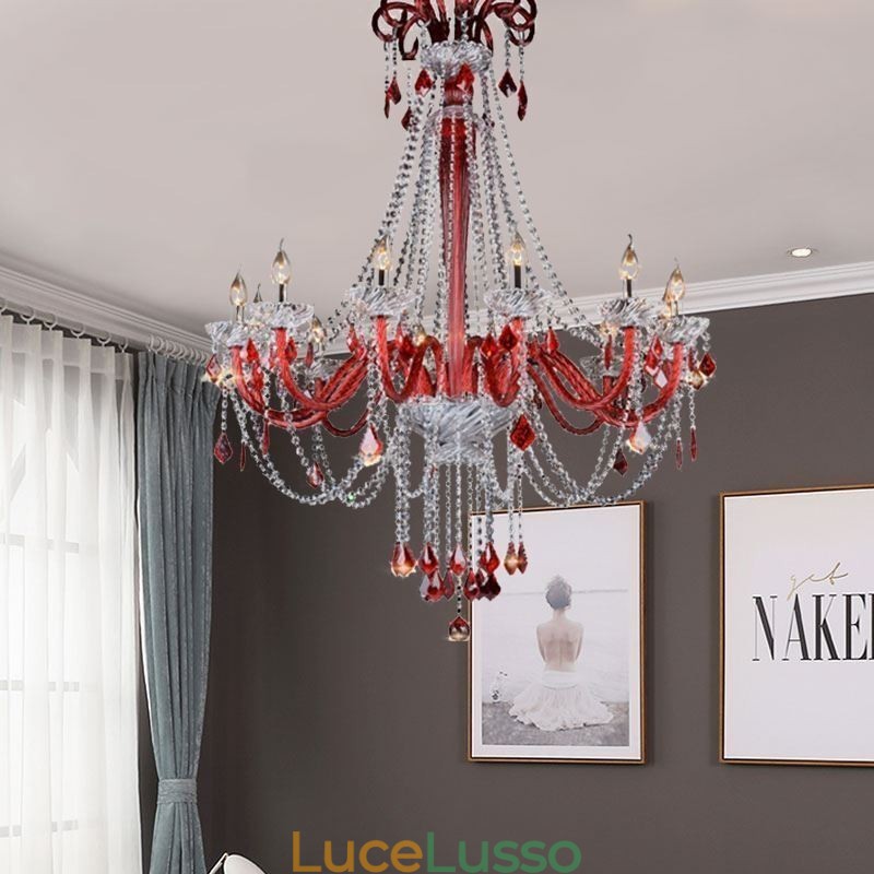Lampadario di cristallo europeo Elegante luce pendente