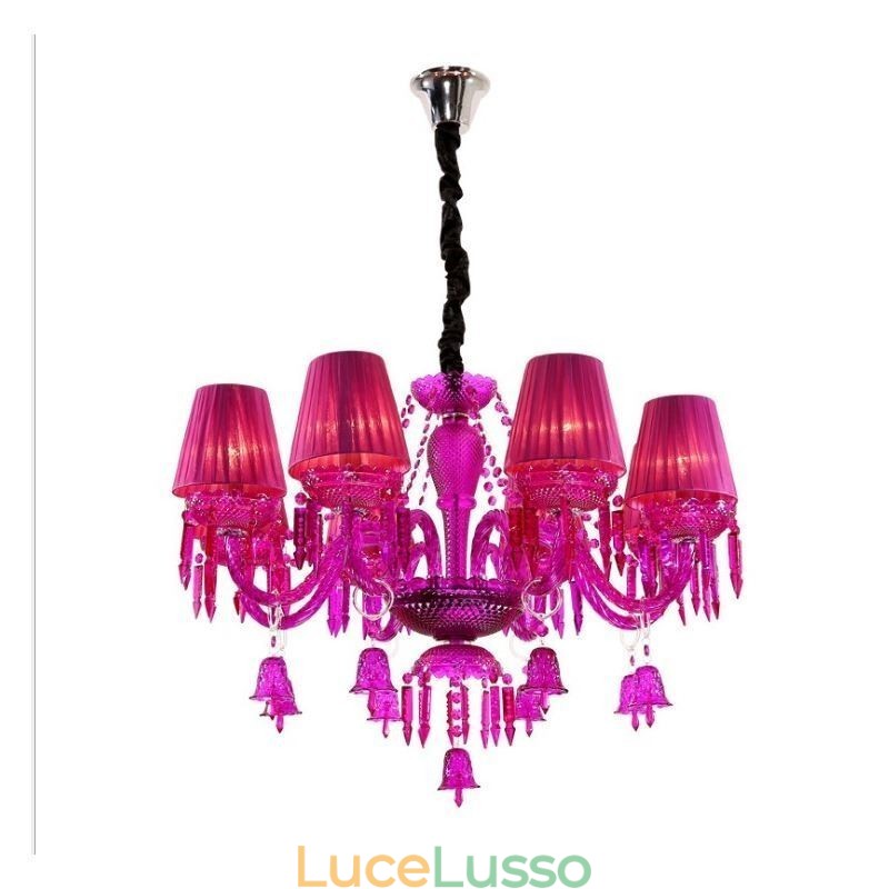 Lampadario di cristallo europeo con campanelli ad anello in vetro
