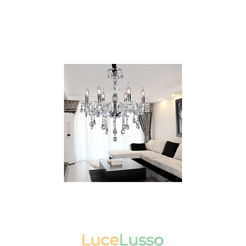 Elegante lampadario in cristallo con 6 luci