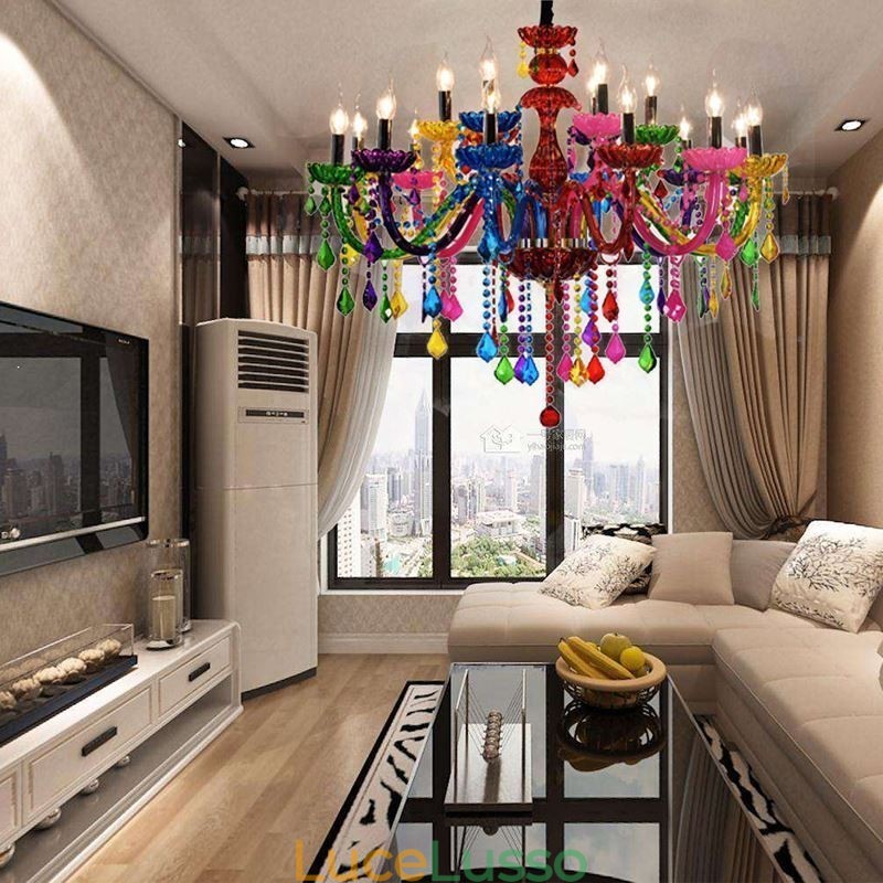Lampadario di lusso in stile europeo colorato
