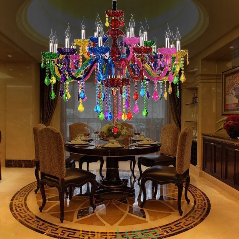 Lampadario di lusso in stile europeo colorato