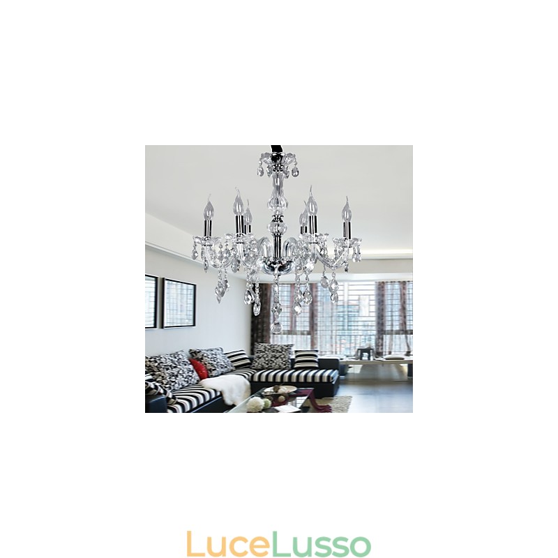 Elegante lampadario in cristallo con 6 luci