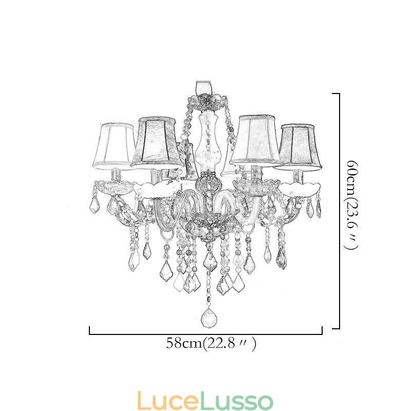 Grande lampadario di cristallo colorato europeo