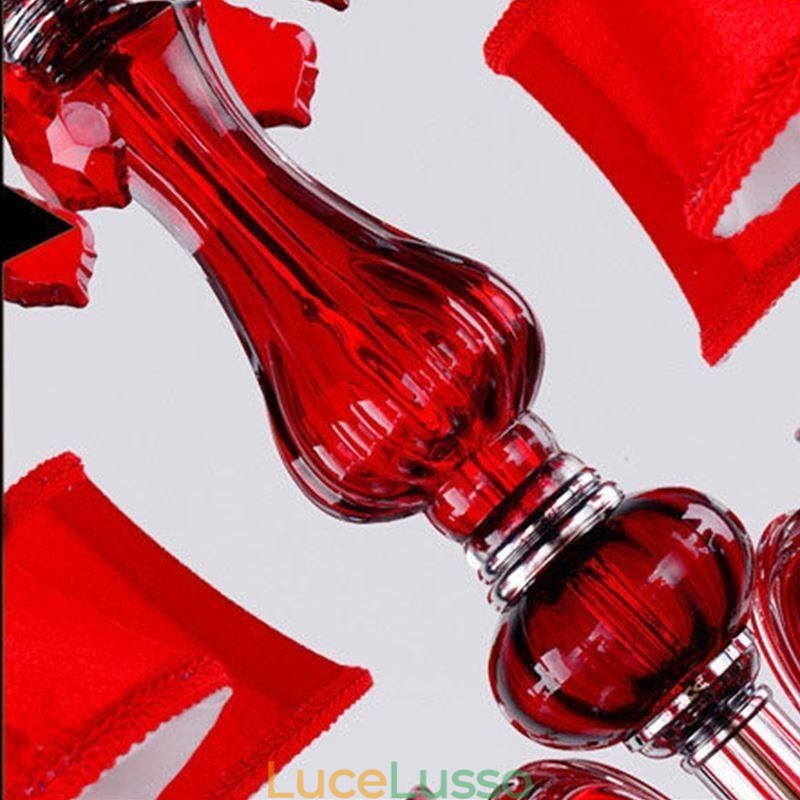 Lampadario di cristallo di lusso, luce pendente di colore rosso europeo