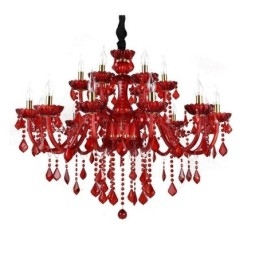 Lampadario di cristallo europeo elegante colore rosso luce pendente