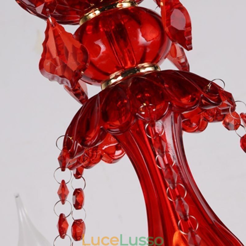 Lampadario di cristallo europeo elegante colore rosso luce pendente