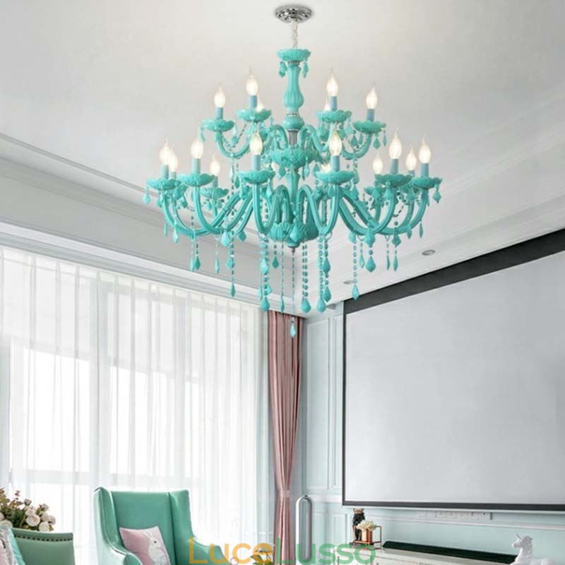 Elegante lampadario di cristallo europeo grande lampada a sospensione