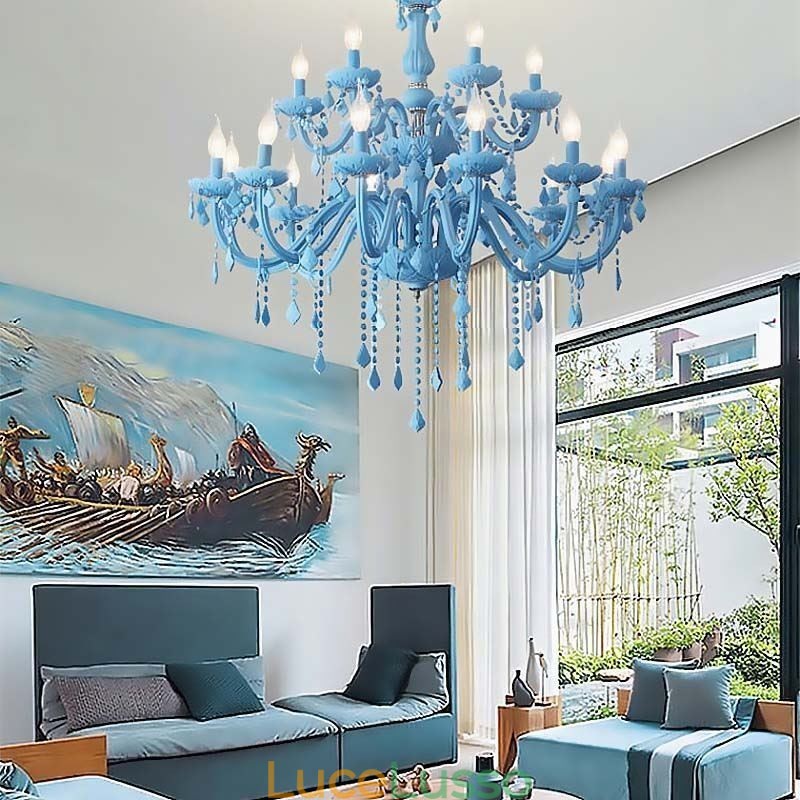Elegante lampadario di cristallo europeo grande lampada a sospensione