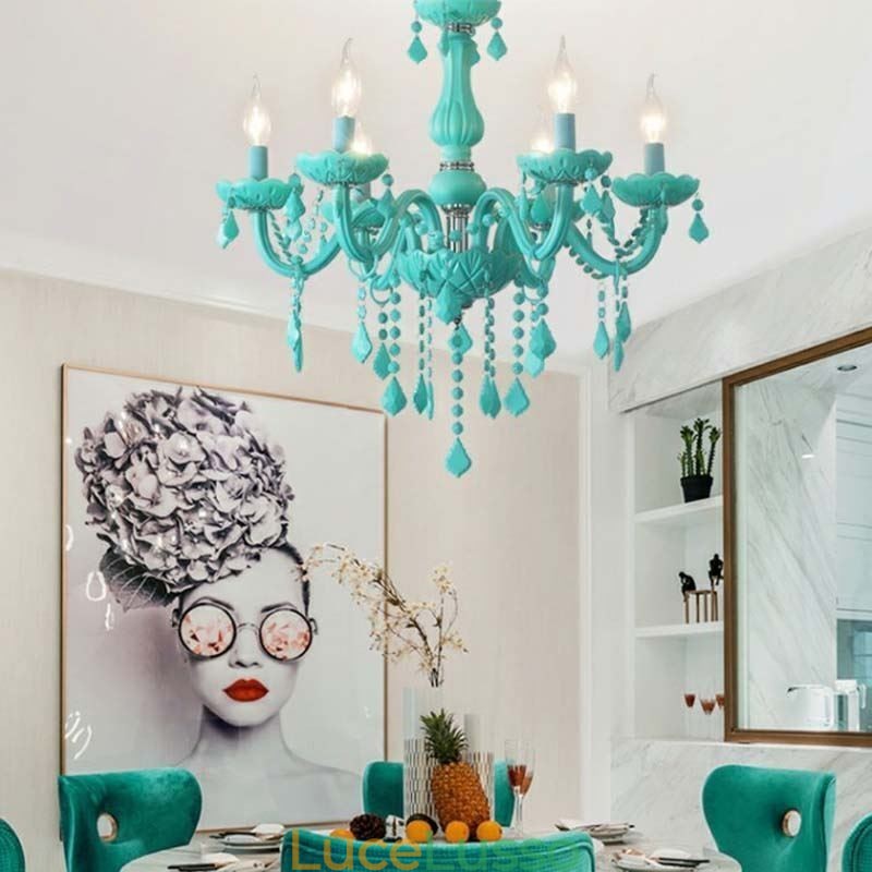 Elegante lampadario di cristallo europeo grande lampada a sospensione
