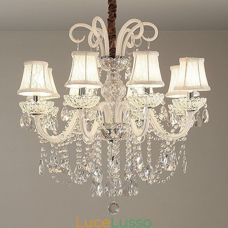 Elegante lampadario di cristallo europeo colore bianco luce pendente