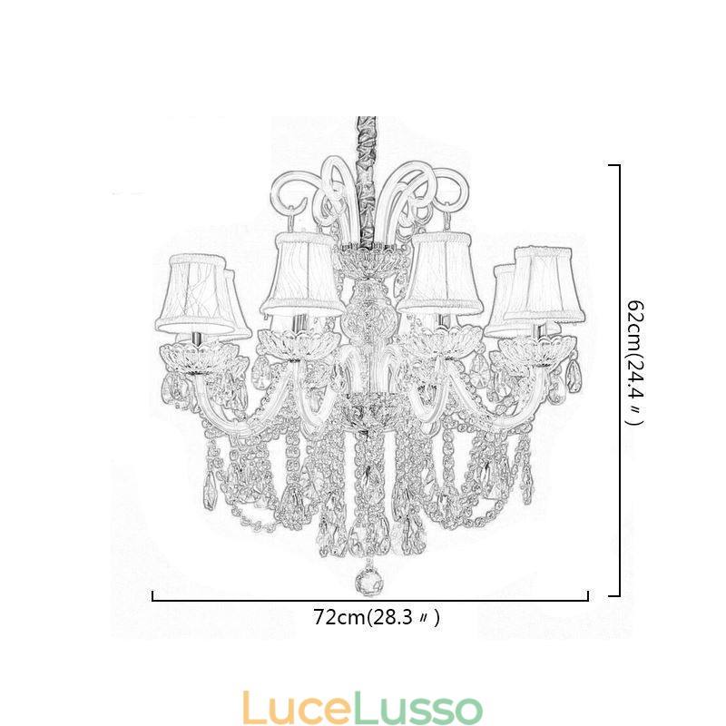 Elegante lampadario di cristallo europeo colore bianco luce pendente