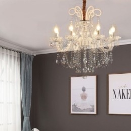 Elegante lampadario di cristallo europeo colore bianco luce pendente