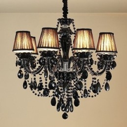 Lampadario di cristallo di lusso europeo nero 10 luci