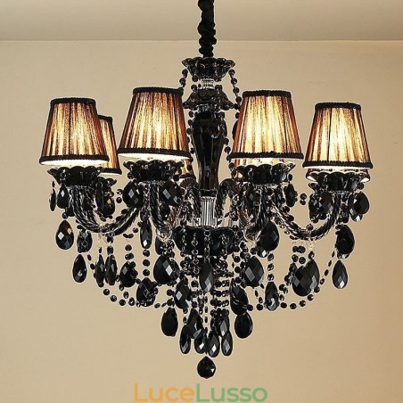 Lampadario di cristallo di lusso europeo nero 10 luci Lampadario di cristallo di lusso europeo nero 10 luci
