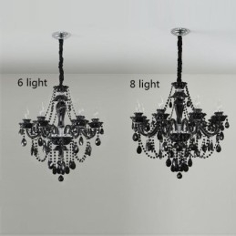 Lampadario di cristallo di lusso europeo nero 10 luci
