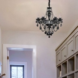 Lampadario di cristallo di lusso europeo nero 10 luci