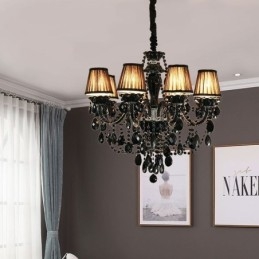 Lampadario di cristallo di lusso europeo nero 10 luci