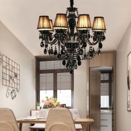 Lampadario di cristallo di lusso europeo nero 10 luci