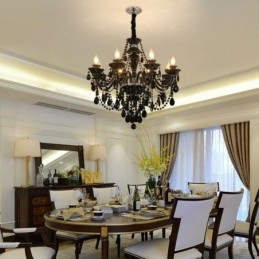 Lampadario di cristallo di lusso europeo nero 10 luci