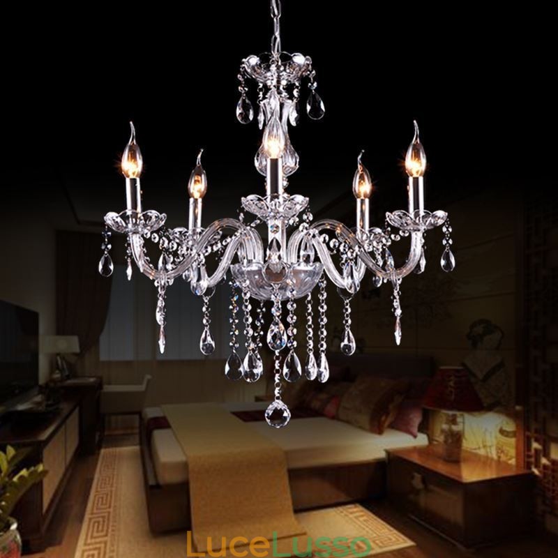 Elegante lampadario di cristallo moderno europeo a sospensione