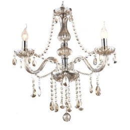 Lampadario di cristallo europeo color cognac in vetro pendente