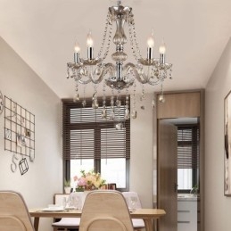 Lampadario di cristallo europeo color cognac in vetro pendente