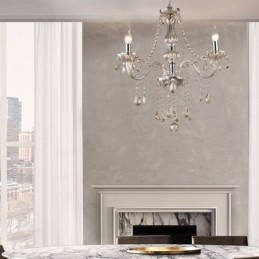 Lampadario di cristallo europeo color cognac in vetro pendente