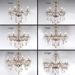 Lampadario di cristallo europeo color cognac in vetro pendente