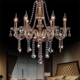 Lampadario di cristallo europeo di lusso color ambra