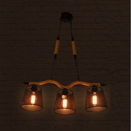 Lampadario a tre teste pastorali creativo retrò in corda