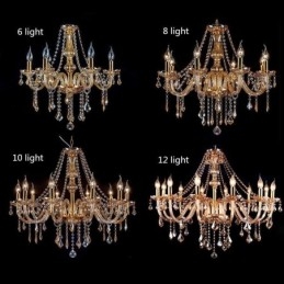 Lampadario di cristallo europeo di lusso color ambra