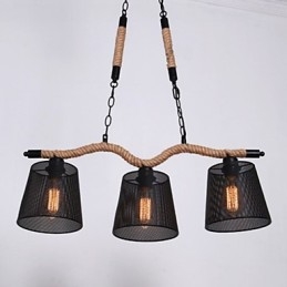 Lampadario a tre teste pastorali creativo retrò in corda
